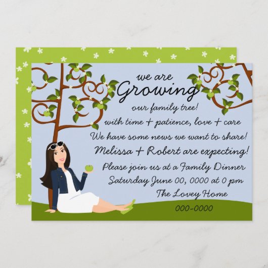 Familie-Apfelbaum Einladung (Vorne/Hinten)