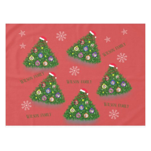 Familie auf Weihnachtsbaum Tischdecke (Vorderseite (Horizontal))
