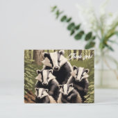 Familie Badger im Wald Danke Postkarte (Stehend Vorderseite)