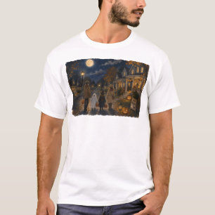 Familie beim Trick-or-Treat in der Halloween-Nacht T-Shirt