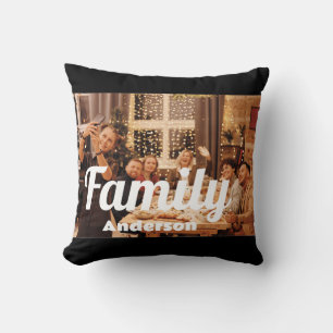 Familie   Boho Text mit zwei Fotos Kissen