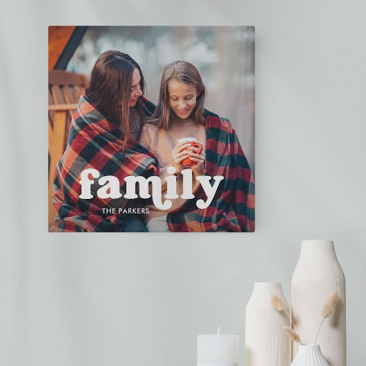 Familie | Boho Text Overlay mit Foto Leinwanddruck