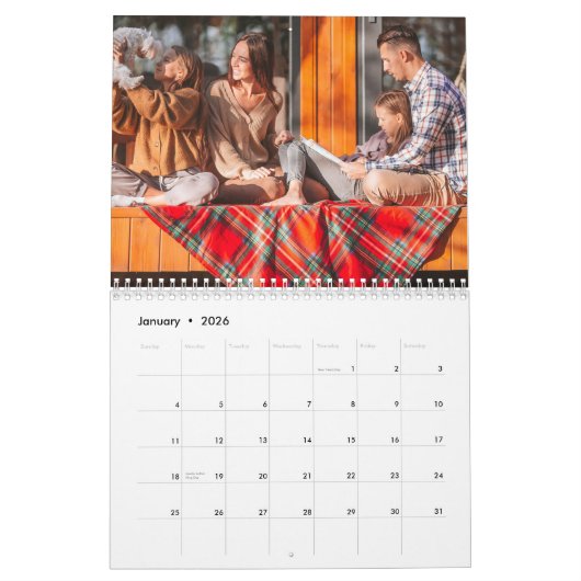 Familie | Boho Text Overlay mit Ihren Fotos Kalender (Jan 2026)