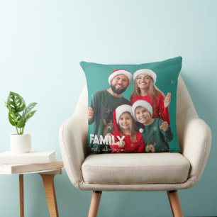 Familie   Boho-Text-Overlay mit zwei Fotos Kissenb Kissen