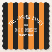Familie Boo Crew Black Orange Stripe Halloween Untersetzer (Vorderseite)