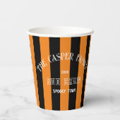 Familie Boo Crew Orange Black Stripe Halloween Pappbecher (Rückseite)