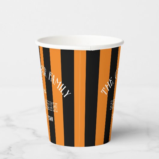 Familie Boo Crew Orange Black Stripe Halloween Pappbecher (Rechts)