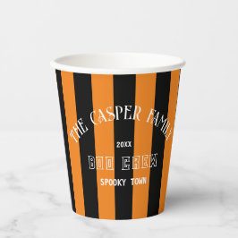 Familie Boo Crew Orange Black Stripe Halloween Pappbecher
