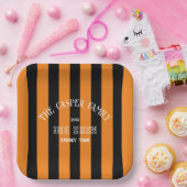 Familie Boo Crew Orange Black Stripe Halloween Pappteller (Party)