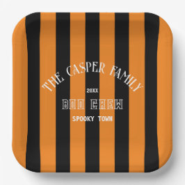 Familie Boo Crew Orange Black Stripe Halloween Pappteller