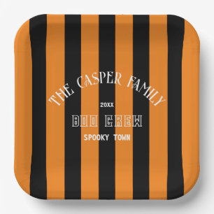 Familie Boo Crew Orange Black Stripe Halloween Pappteller