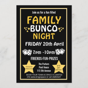 Familie bunco Nacht, bunco Party Pta-Ereignis Einladung
