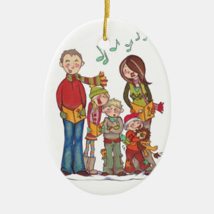 Familie Caroling *CUSTOMIZABLE* Verzierung Keramikornament
