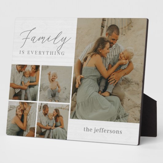Familie Collage Rustic Modernes Foto Desktop Plaqu Fotoplatte (Seite)