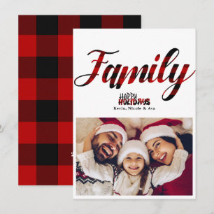 FAMILIE Coole Karo Weihnachts Feiertags Fotokarte Einladung