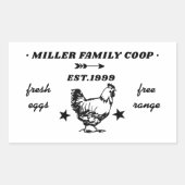 Familie Coop Hen Fresh Eggs Rechteckiger Aufkleber (Vorderseite)