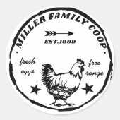 Familie Coop Hen Fresh Eggs Runder Aufkleber (Vorderseite)