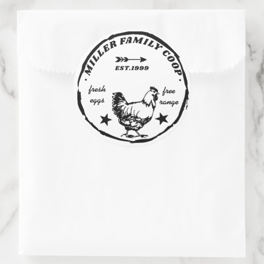 Familie Coop Hen Fresh Eggs Runder Aufkleber (Tasche)