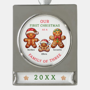 Familie der 3 Ersten Weihnachtszeit Banner-Ornament Silber