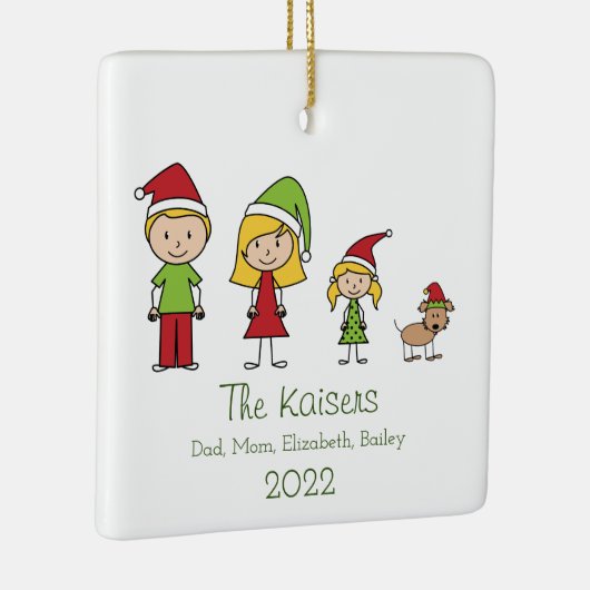 Familie der 3 mit Hund Niedlichen Weihnachten Pers Keramikornament (Rechts)