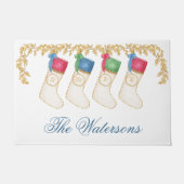 Familie der 4 - Monogramm-Strumpf für Wasserfarben Fußmatte (Vorderseite)