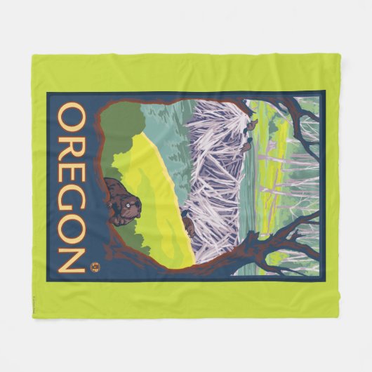 Familie der Biber Fleecedecke (Vorderseite (Horizontal))