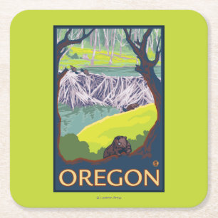 Familie der Biber Rechteckiger Pappuntersetzer