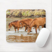Familie der Braunen Pferde am Fluss Mousepad (Mit Mouse)