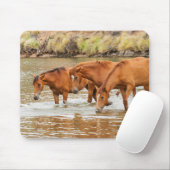 Familie der Braunen Pferde am Fluss Mousepad (Mit Mouse)
