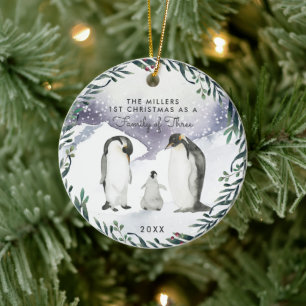 Familie der drei Erste Weihnachtsfeier Keramik Ornament