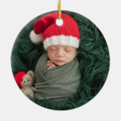 Familie der drei | Erste Weihnachtsfeier Keramik Ornament (Hinten)