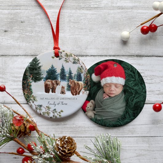 Familie der drei | Erste Weihnachtsfeier Keramik Ornament