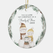 Familie der drei | Erste Weihnachtsfeier Keramik Ornament (Links)