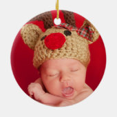 Familie der drei | Erste Weihnachtsfeier Keramik Ornament (Hinten)