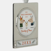 Familie der drei ersten Weihnachten Banner-Ornament Silber (Rechts)