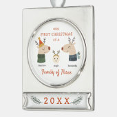 Familie der drei ersten Weihnachten Banner-Ornament Silber (Links)