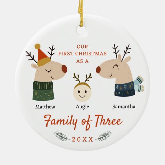 Familie der drei ersten Weihnachten Keramik Ornament (Hinten)