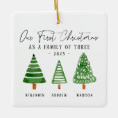 Familie der drei ersten Weihnachten Keramikornament (Vorderseite)