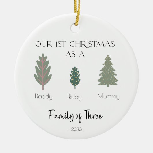 Familie der drei ersten Weihnachtsschmuck (Vorne)