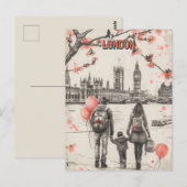 Familie der Drei in London Postkarte (Vorne/Hinten)