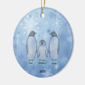 Familie der drei Pinguine Weihnachten Keramik Ornament (Links)