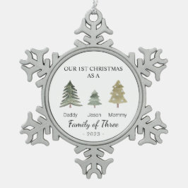 Familie der drei Säuglinge Erste Weihnacht Persona Schneeflocken Zinn-Ornament