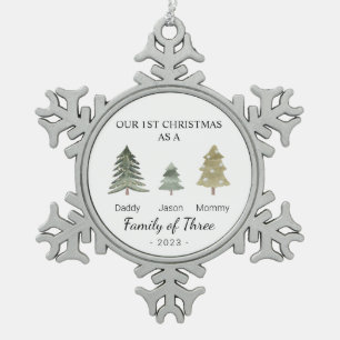Familie der drei Säuglinge Erste Weihnacht Persona Schneeflocken Zinn-Ornament