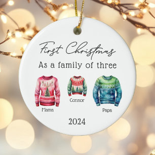 Familie der drei Weihnachtskrüger Baby Foto Keramik Ornament