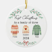 Familie der drei Weihnachtskrüger Baby Foto Keramik Ornament (Vorne)