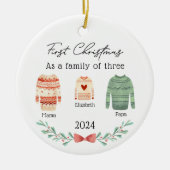 Familie der drei Weihnachtssüßer Girl Baby Foto Keramik Ornament (Vorne)