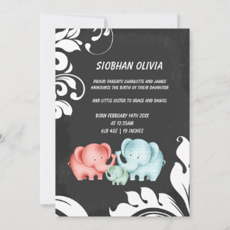 Familie der Elefanten Mama Vater und Baby Ankündigung