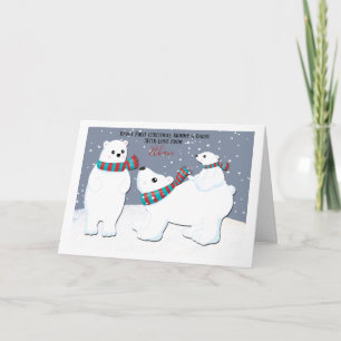 Familie der ersten Weihnachtsmama und Daddy Polar  Feiertagskarte