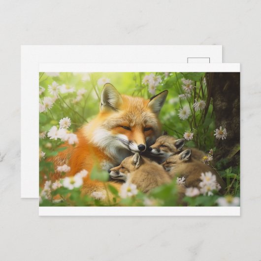 Familie der Fuchs in der Wildnis Postkarte (Vorne/Hinten)