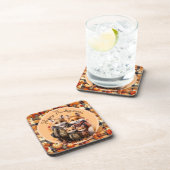 Familie der Füchse glücklich Erntedankpumpen Pumpk Getränkeuntersetzer (Rechte Seite)